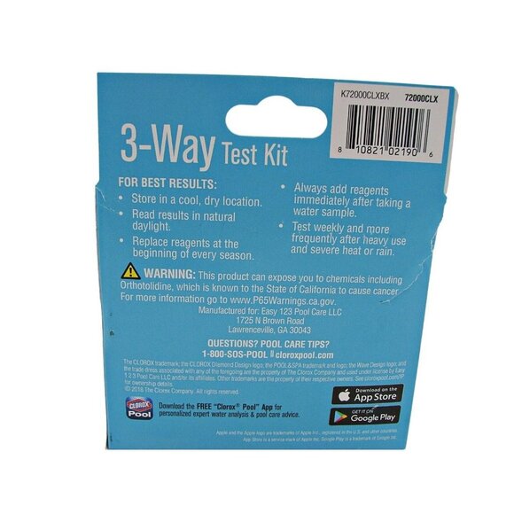 Clorox Pool and Spa 3 Way Test Kit Water Test for pH Chlorine and Bromine NIOB - Picture 6 of 10